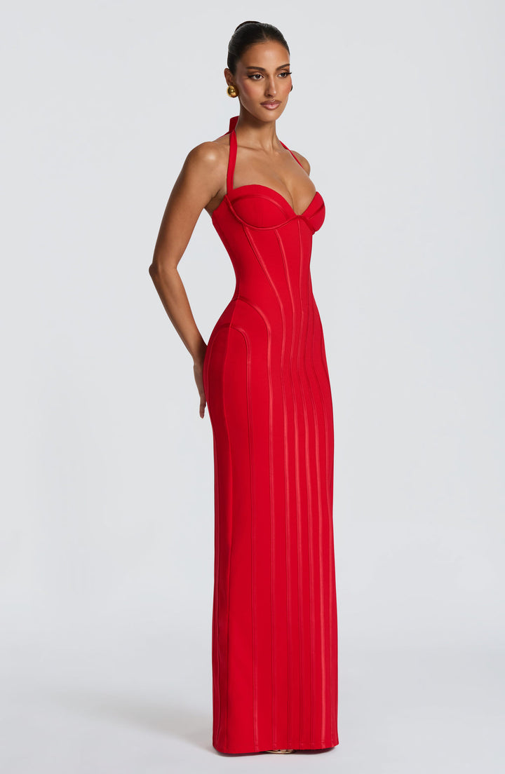 Contour Luxe Maxi Dress in Red