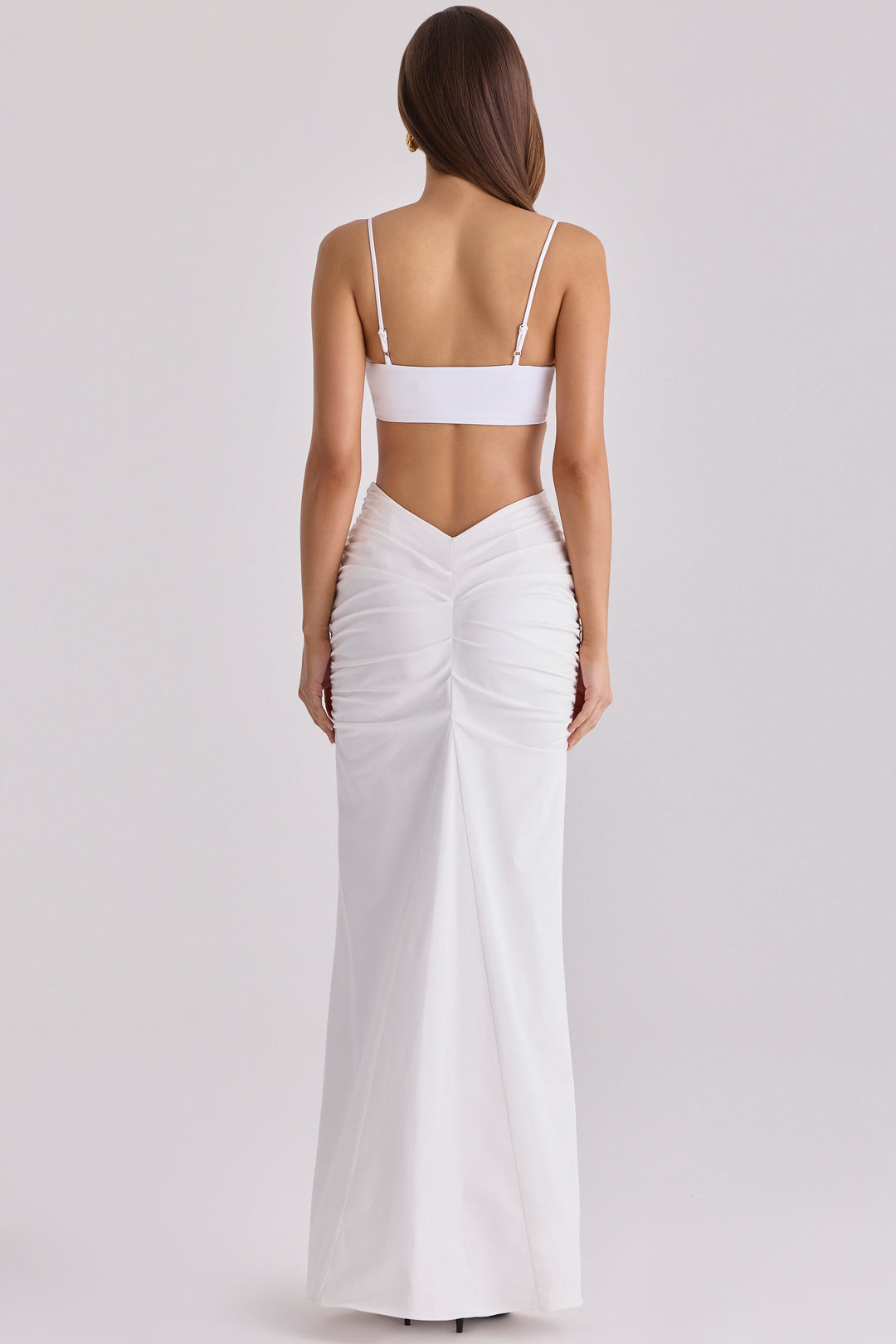 Élan white Maxi  Draped Co-ord with Skirt