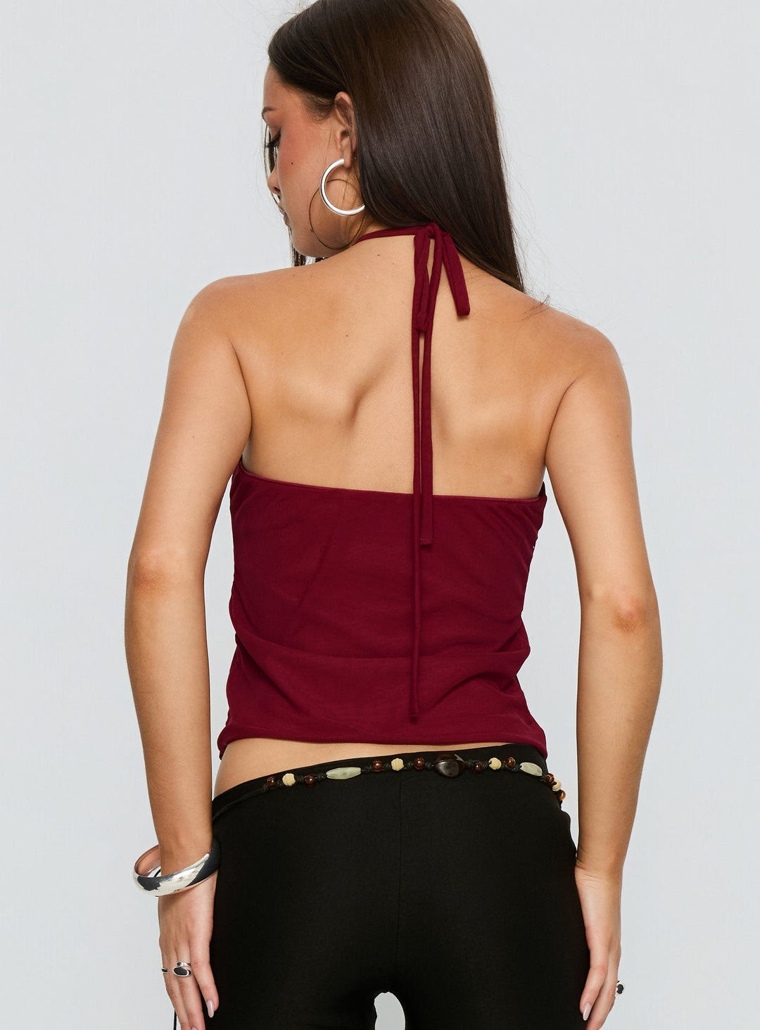 Clara Ring Maroon Halter Top