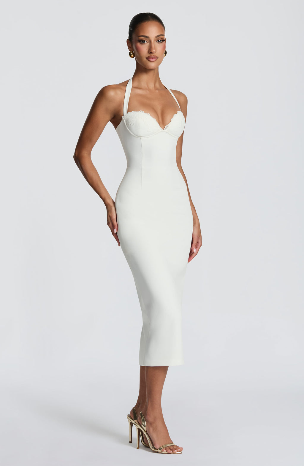 Enya Midi Dress in Brown