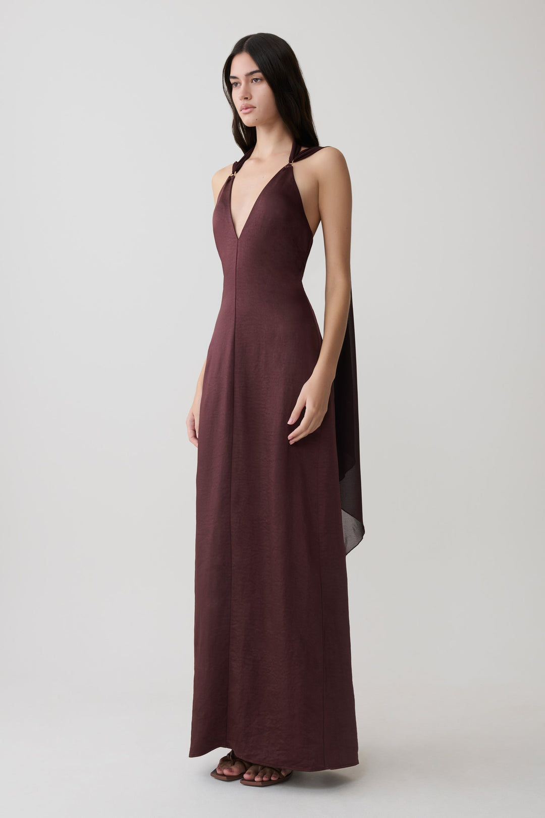 Ravelle Draped Satin Maxi Dress