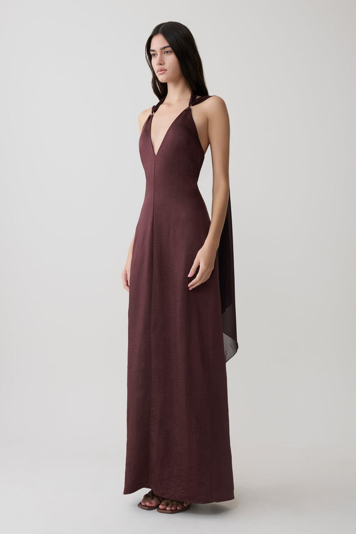 Ravelle Draped Satin Maxi Dress