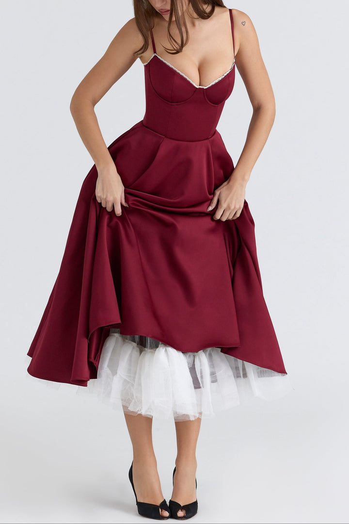 Molly Midi Dress in maroon