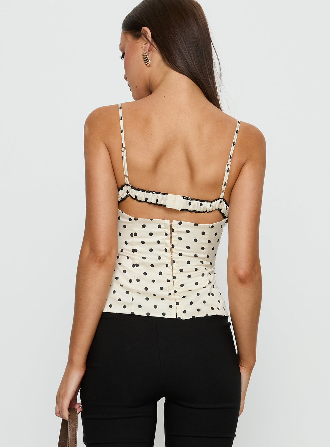 Luna Polka Lace Cami Top in White
