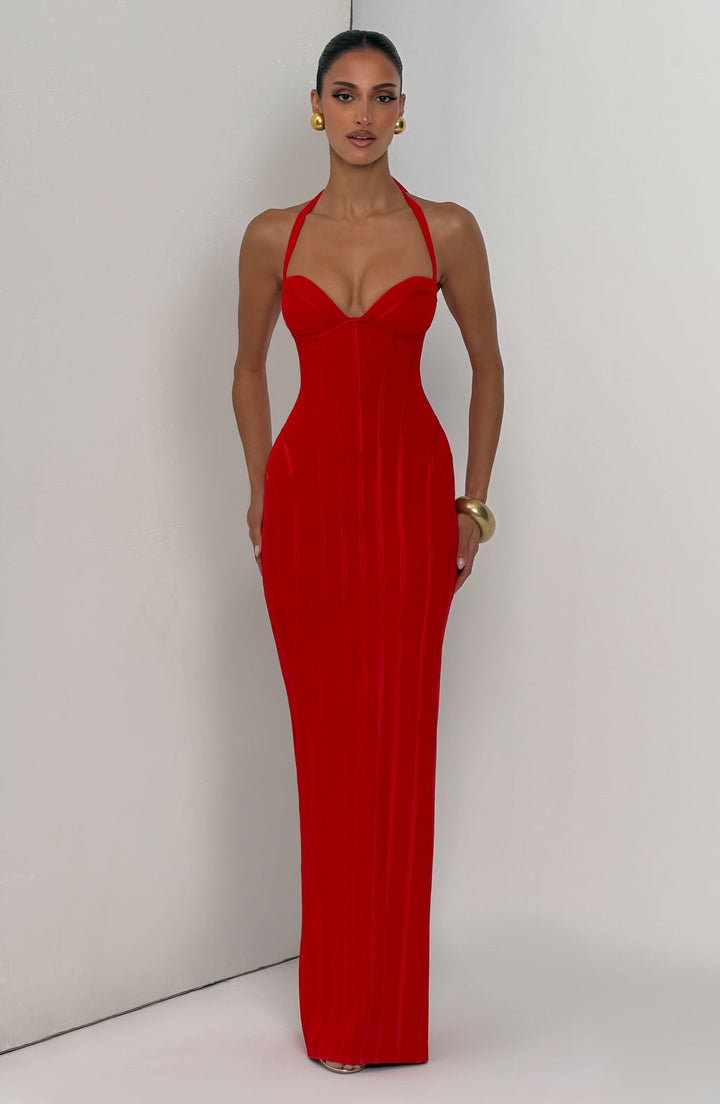 Contour Luxe Maxi Dress in Red