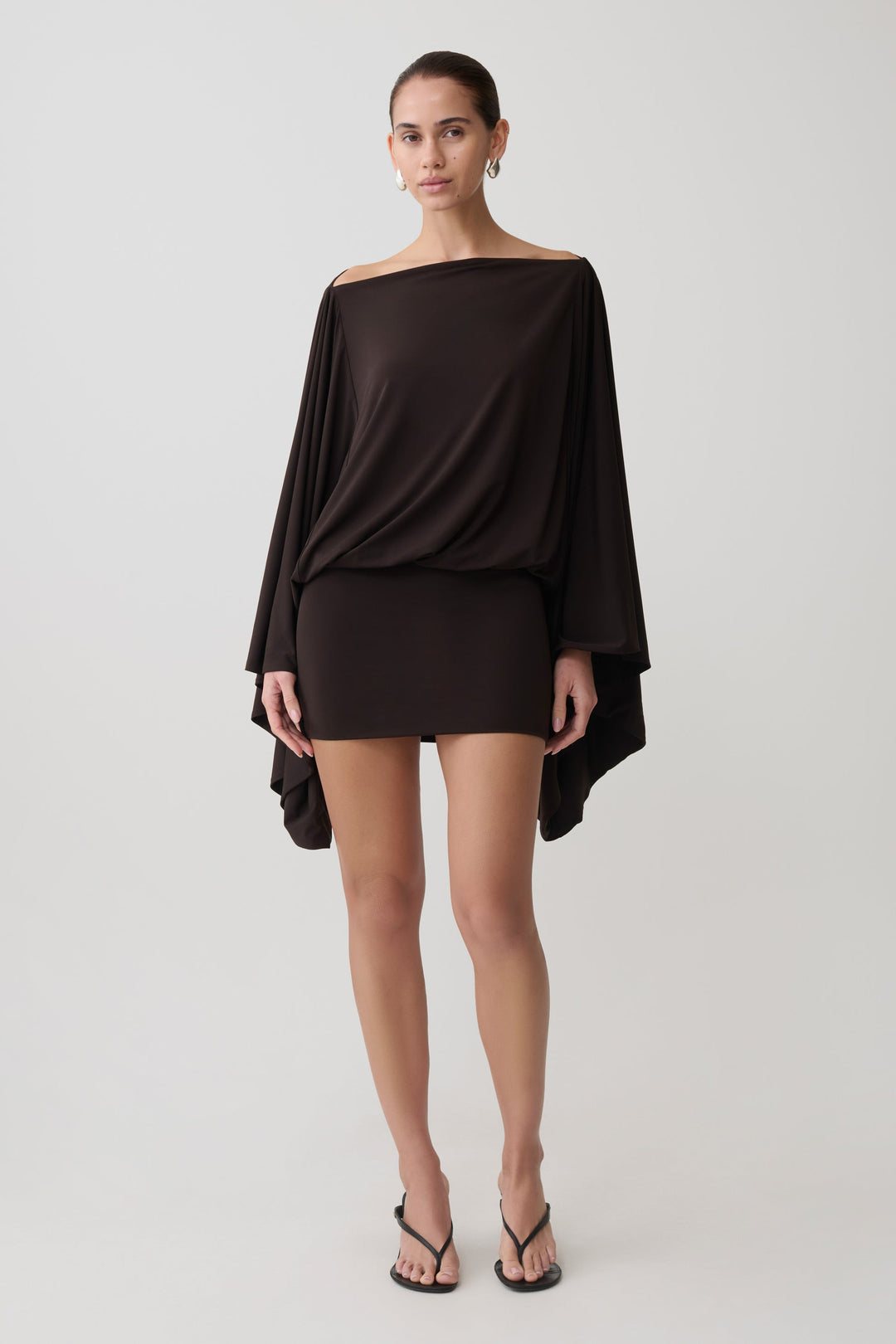 Lana Boat Neck Cape Mini Dress