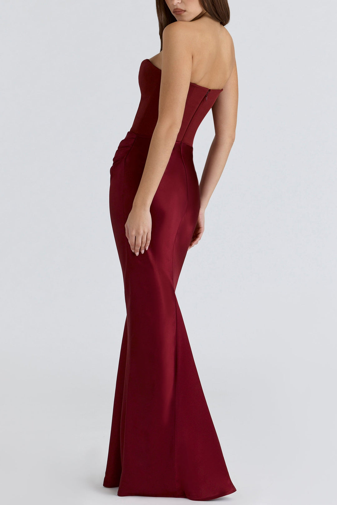 Midnight Siren Corset maxi Dress in Maroon