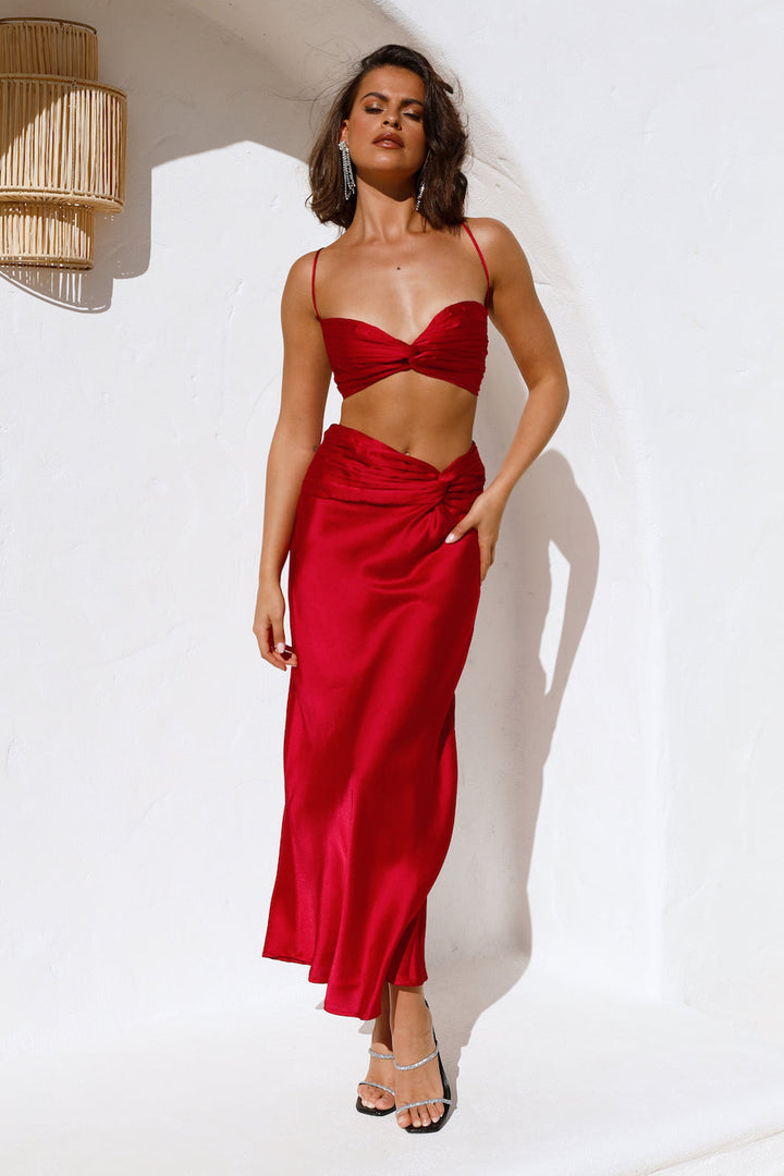 Amelie Bandeau Crop Top Red