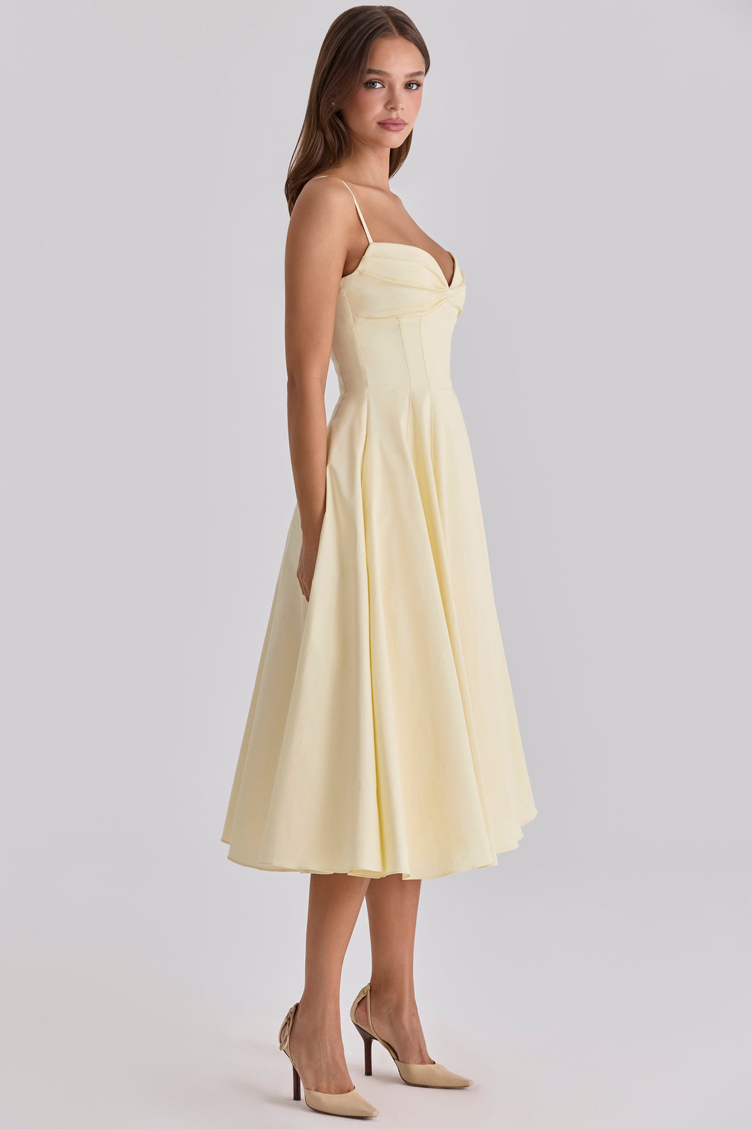 Daisy Midi Dress in butter yellow