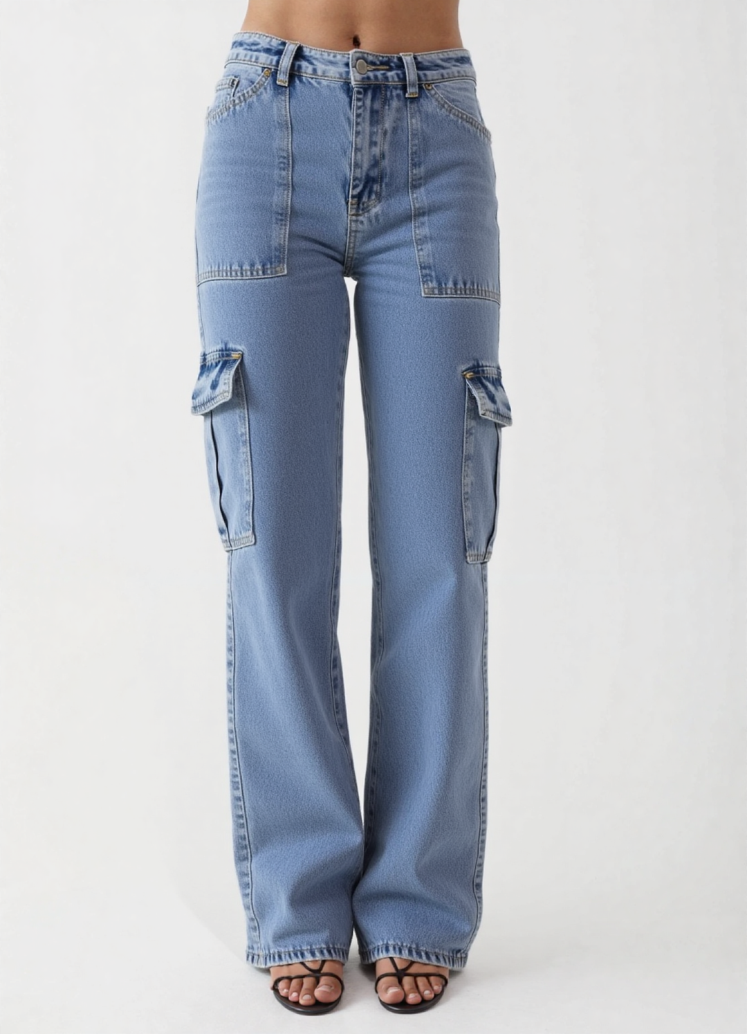 Scout High Waisted Flap Pocket Cargo Jeans