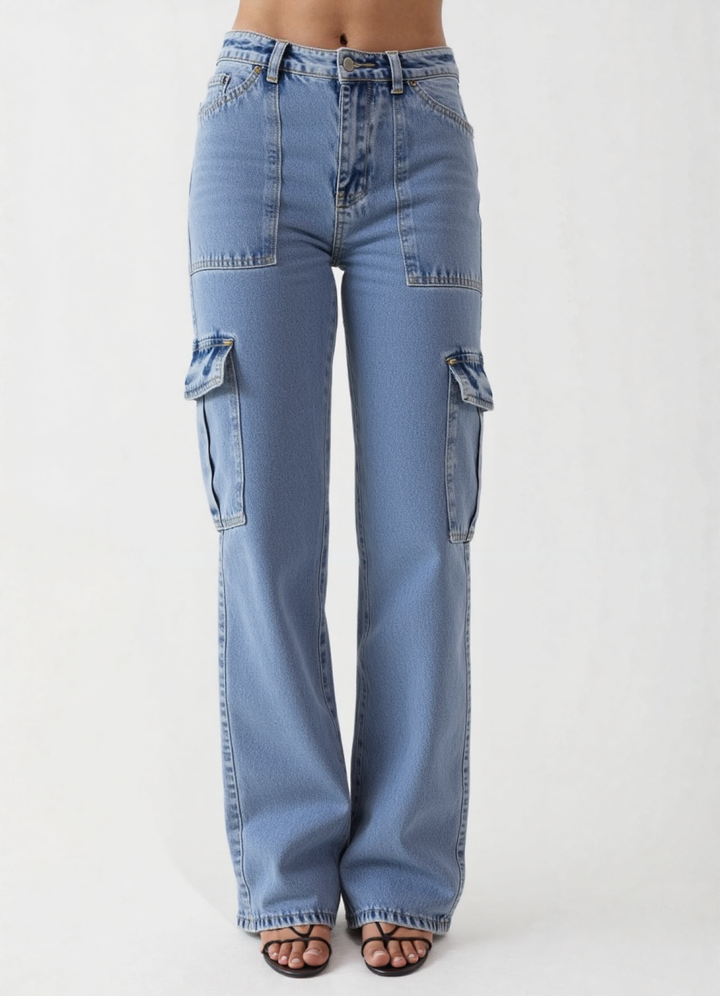 Scout High Waisted Flap Pocket Cargo Jeans