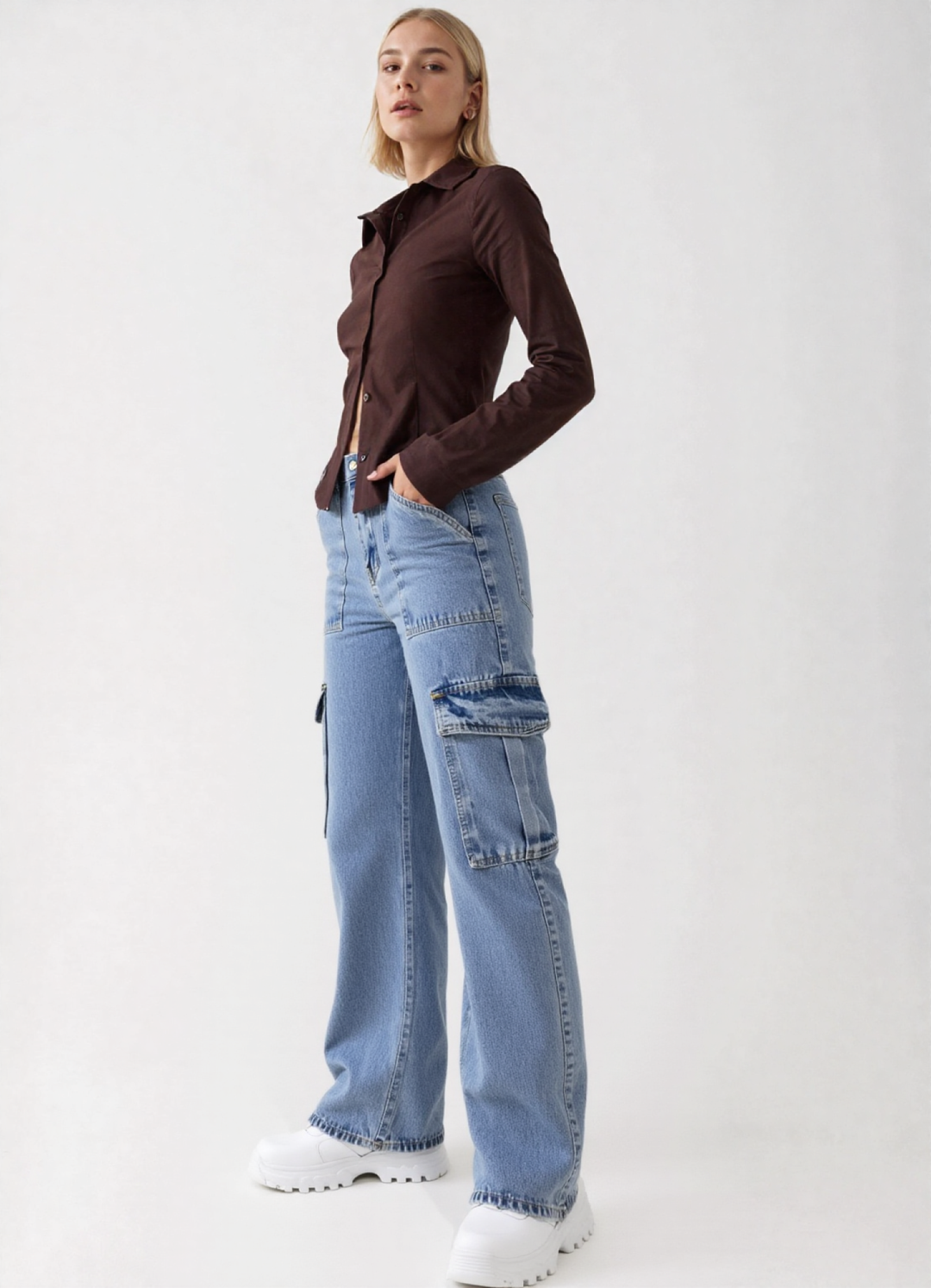 Scout High Waisted Flap Pocket Cargo Jeans
