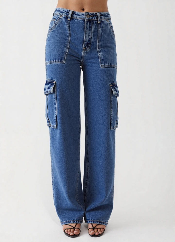 Scout High Waisted Flap Pocket Cargo Jeans