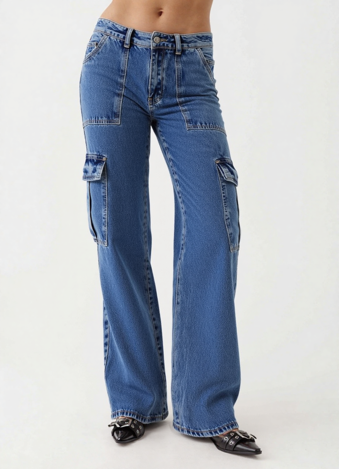 Scout High Waisted Flap Pocket Cargo Jeans