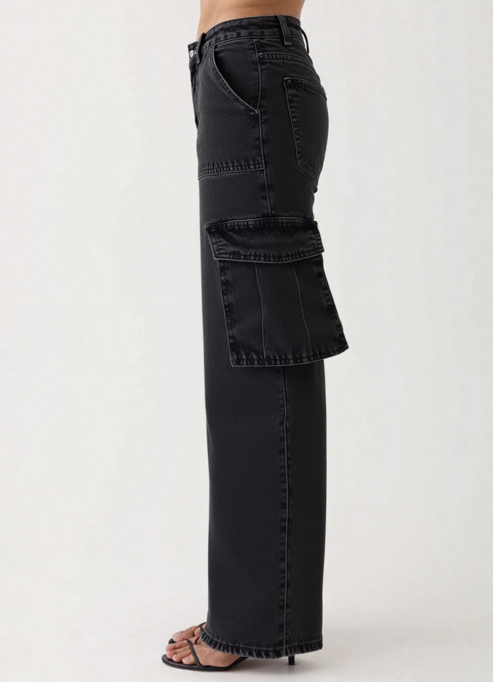 Scout High Waisted Flap Pocket Cargo Jeans