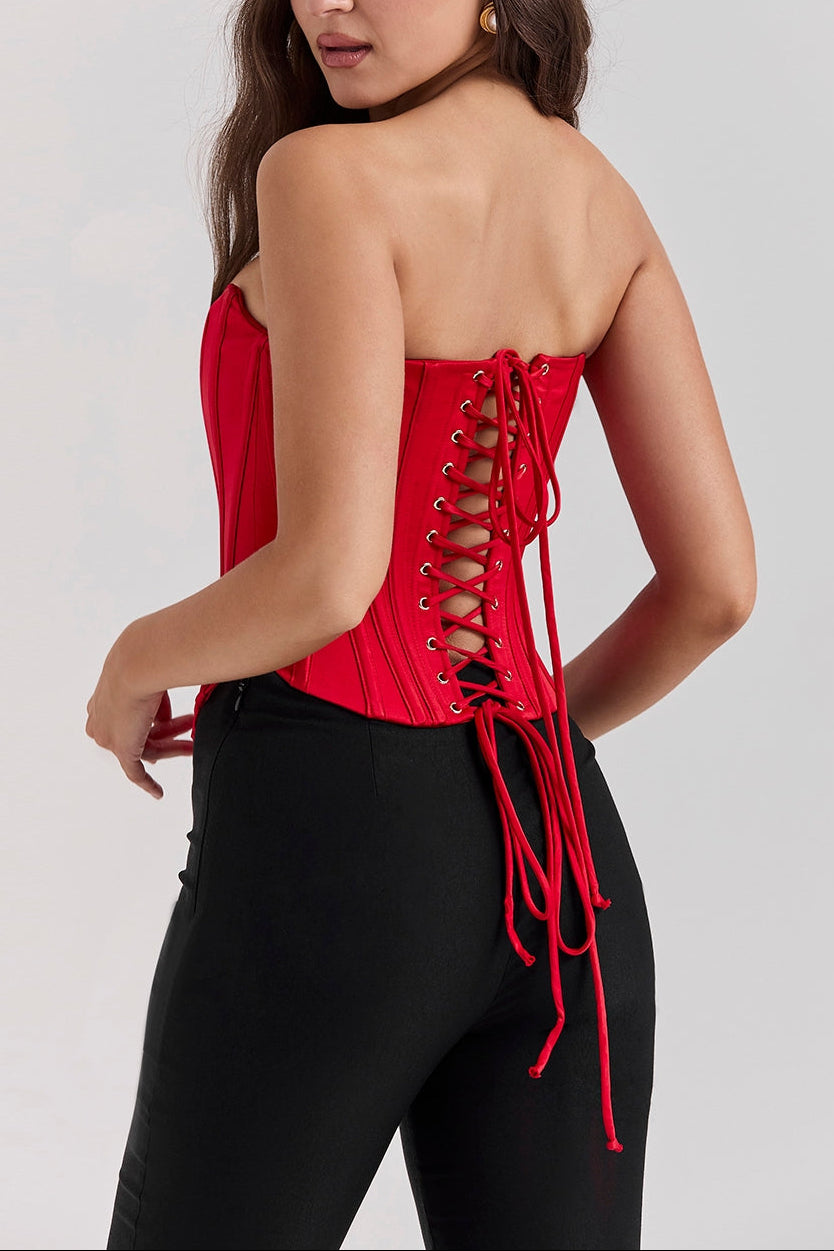 Gemima Corset Top in Red