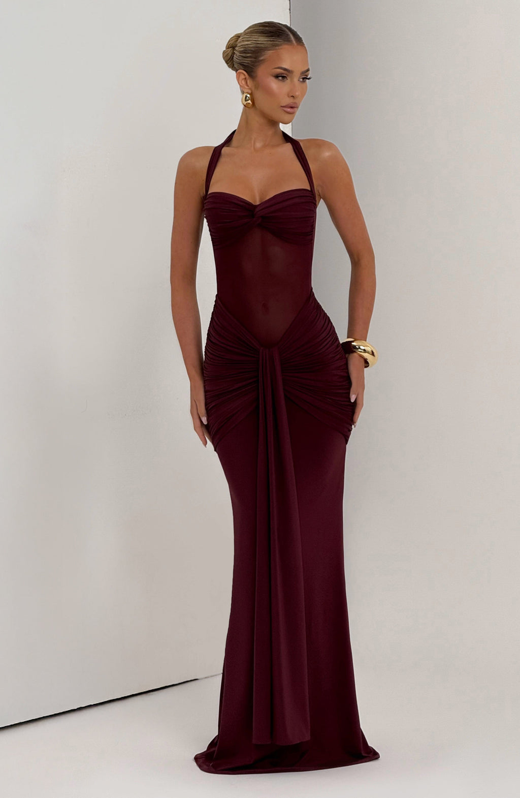 Carla Meshplay Maxi Dress - Cherry Lacquer