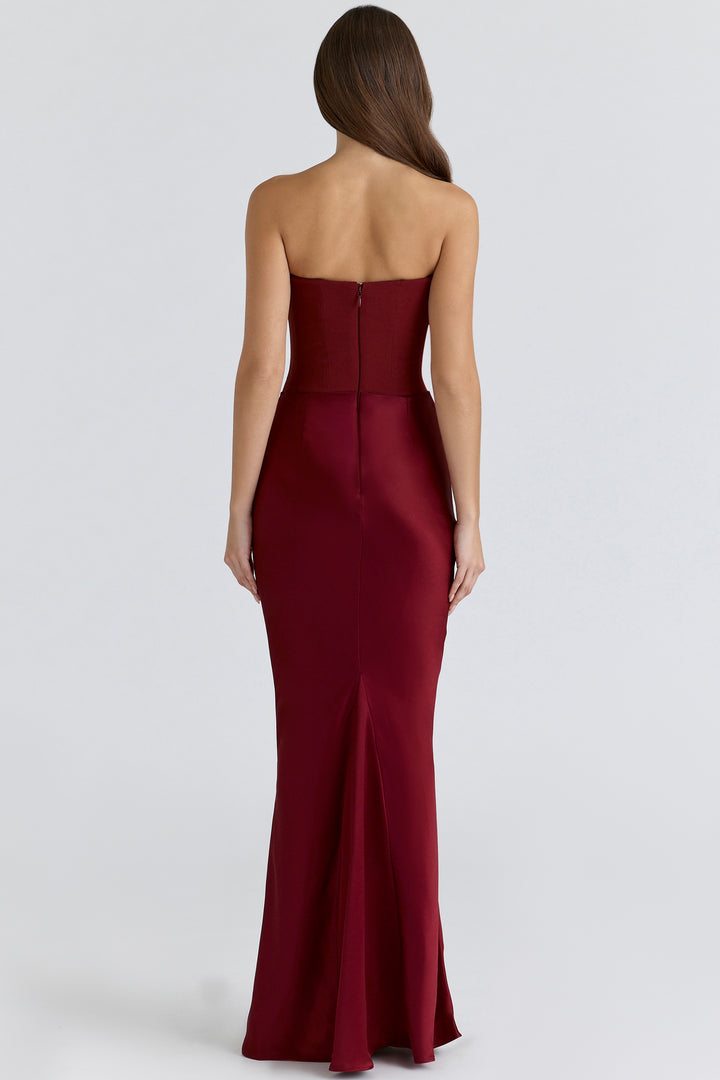 Midnight Siren Corset maxi Dress in Maroon