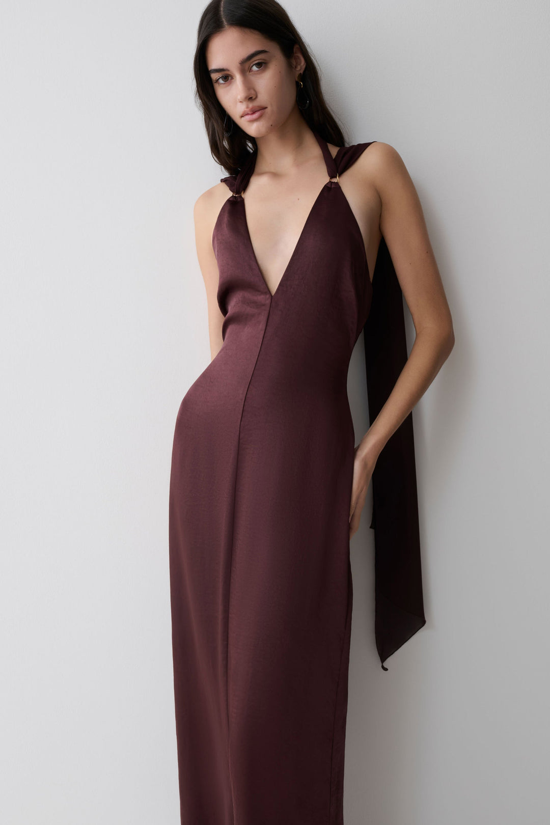 Ravelle Draped Satin Maxi Dress