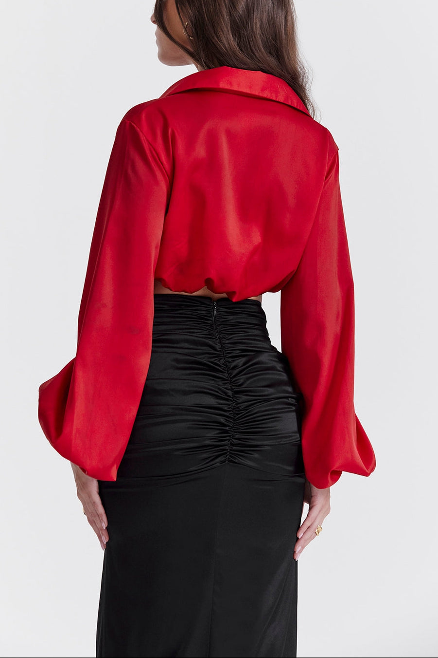Millie Balloon Sleeve Satin Top