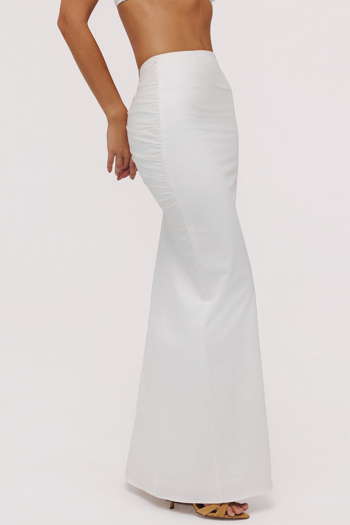 Élan white Maxi  Draped Co-ord with Skirt