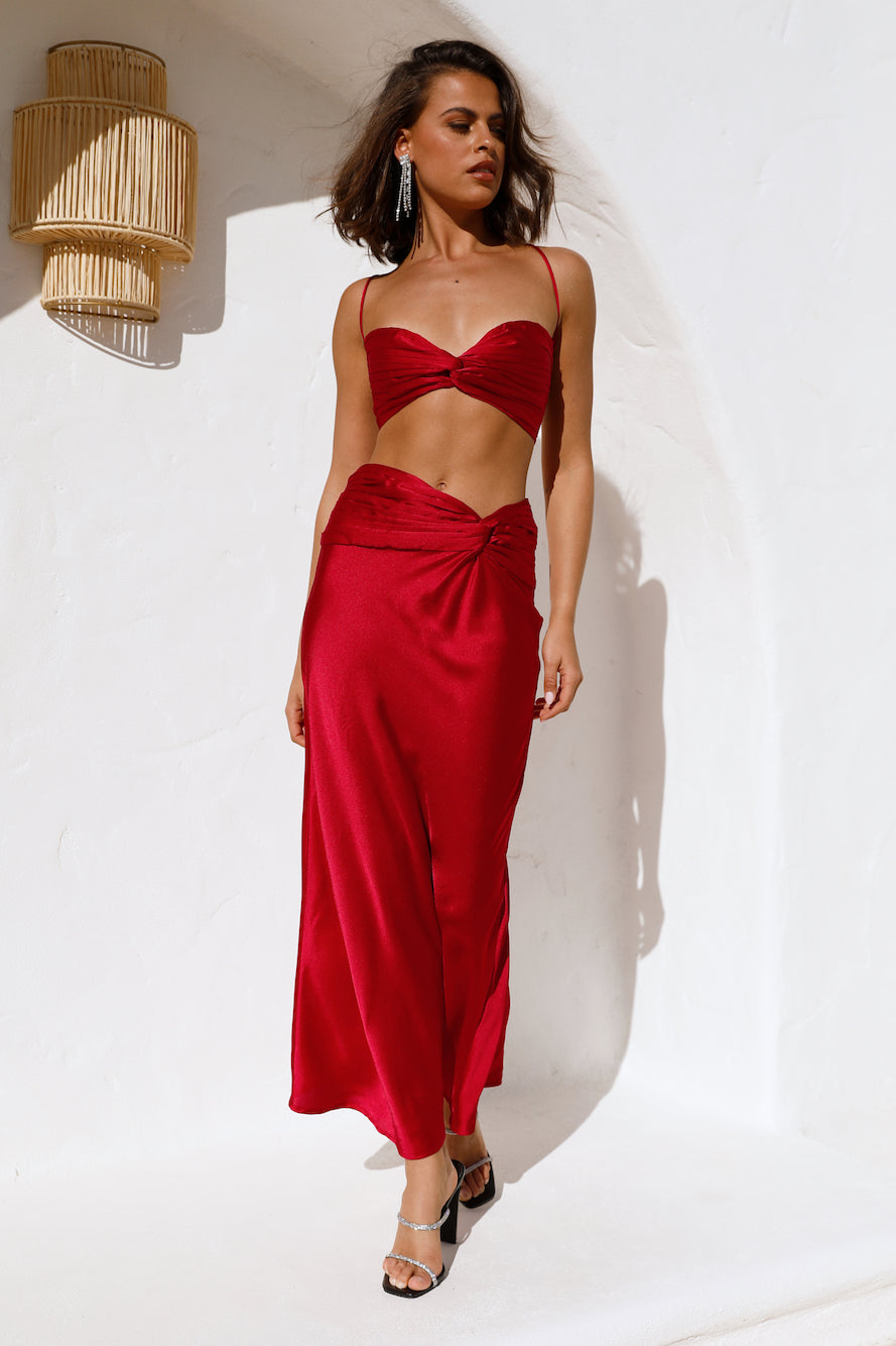 Amelie Bandeau Crop Top Red