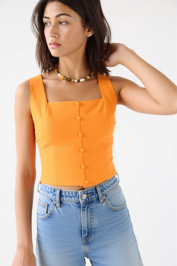 Emana Buttons cotton top Orange