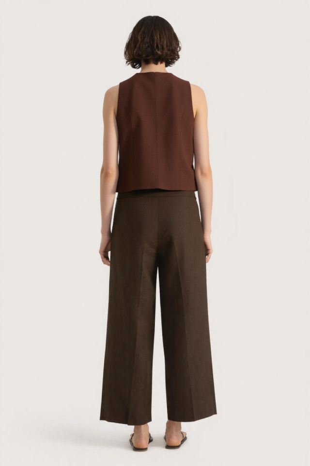 Saia Linen-blend suit waistcoat Chocolate