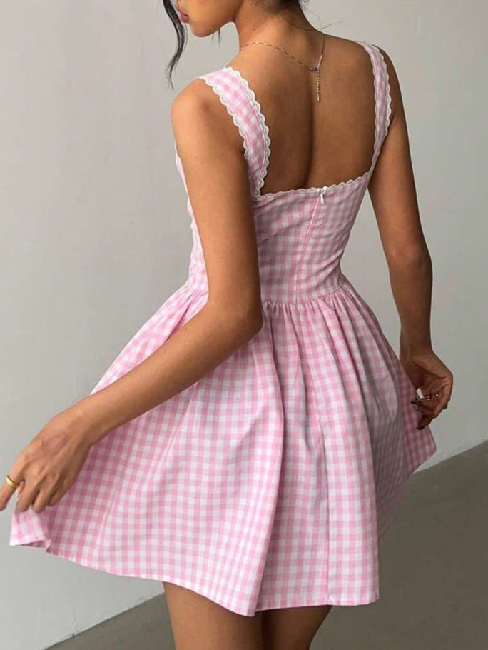 Darina strawberry gingham corset mini dress