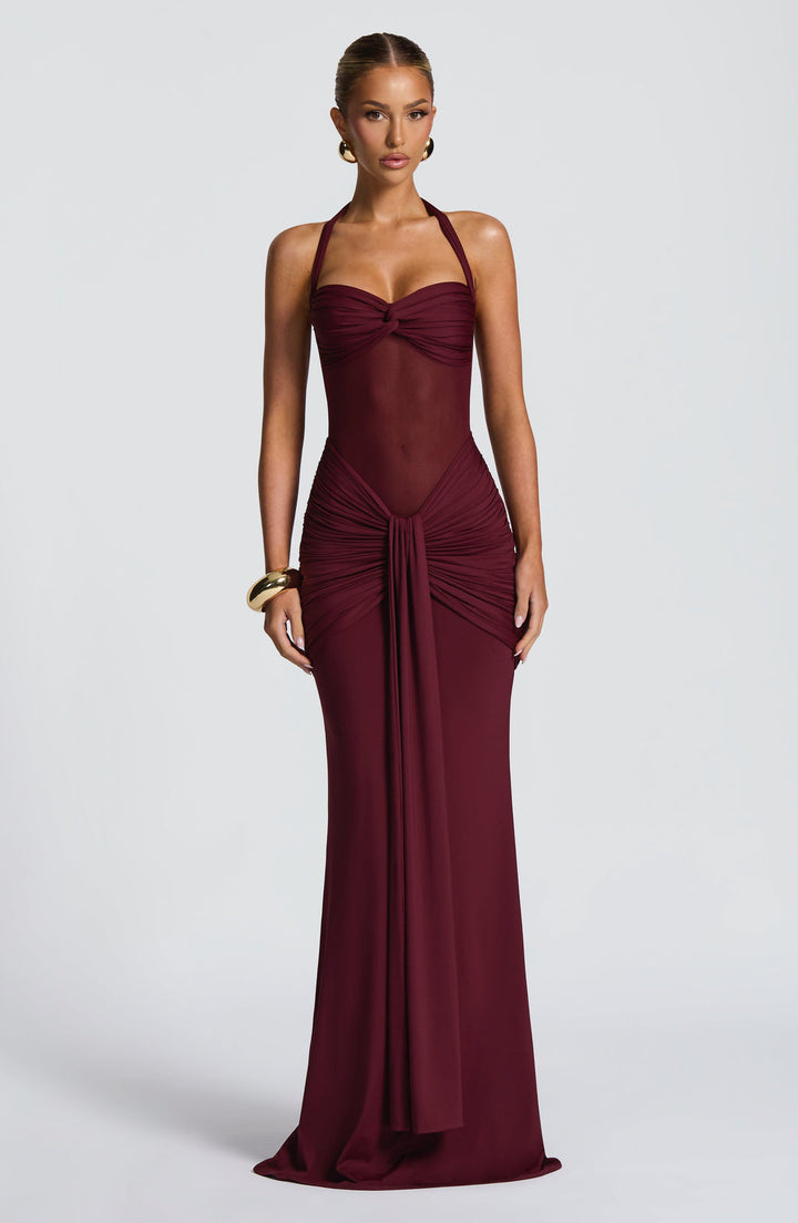 Carla Meshplay Maxi Dress - Cherry Lacquer