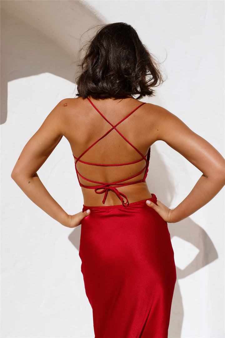 Amelie Bandeau Crop Top Red