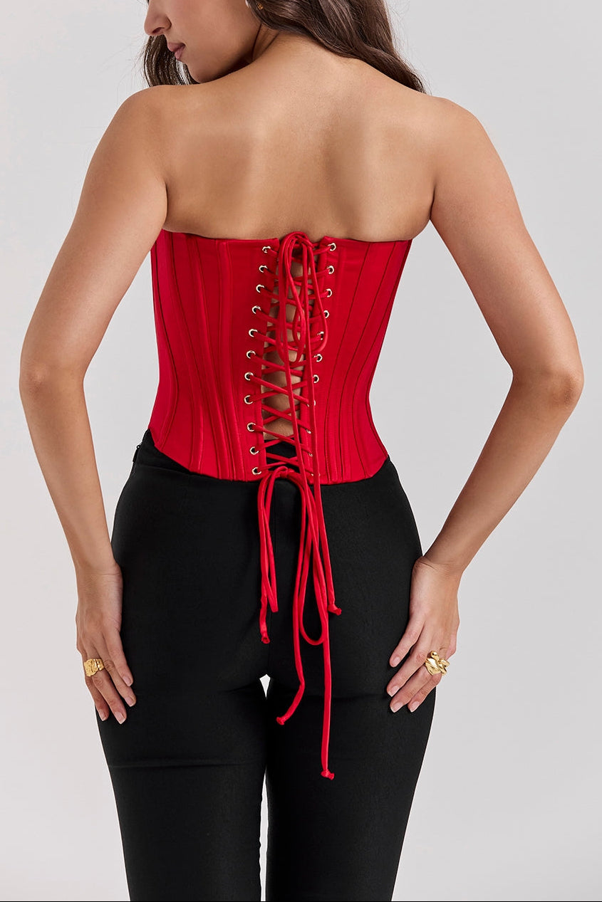 Gemima Corset Top in Red