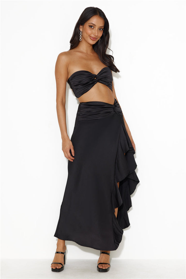 Amelie Bandeau Crop Top Black
