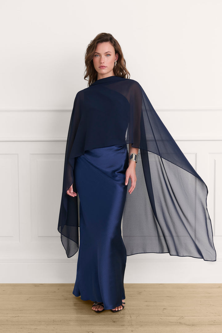 Asya Midnight Blue Satin Maxi Dress