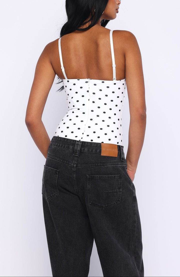 Bella White Polka Muse Bodysuit
