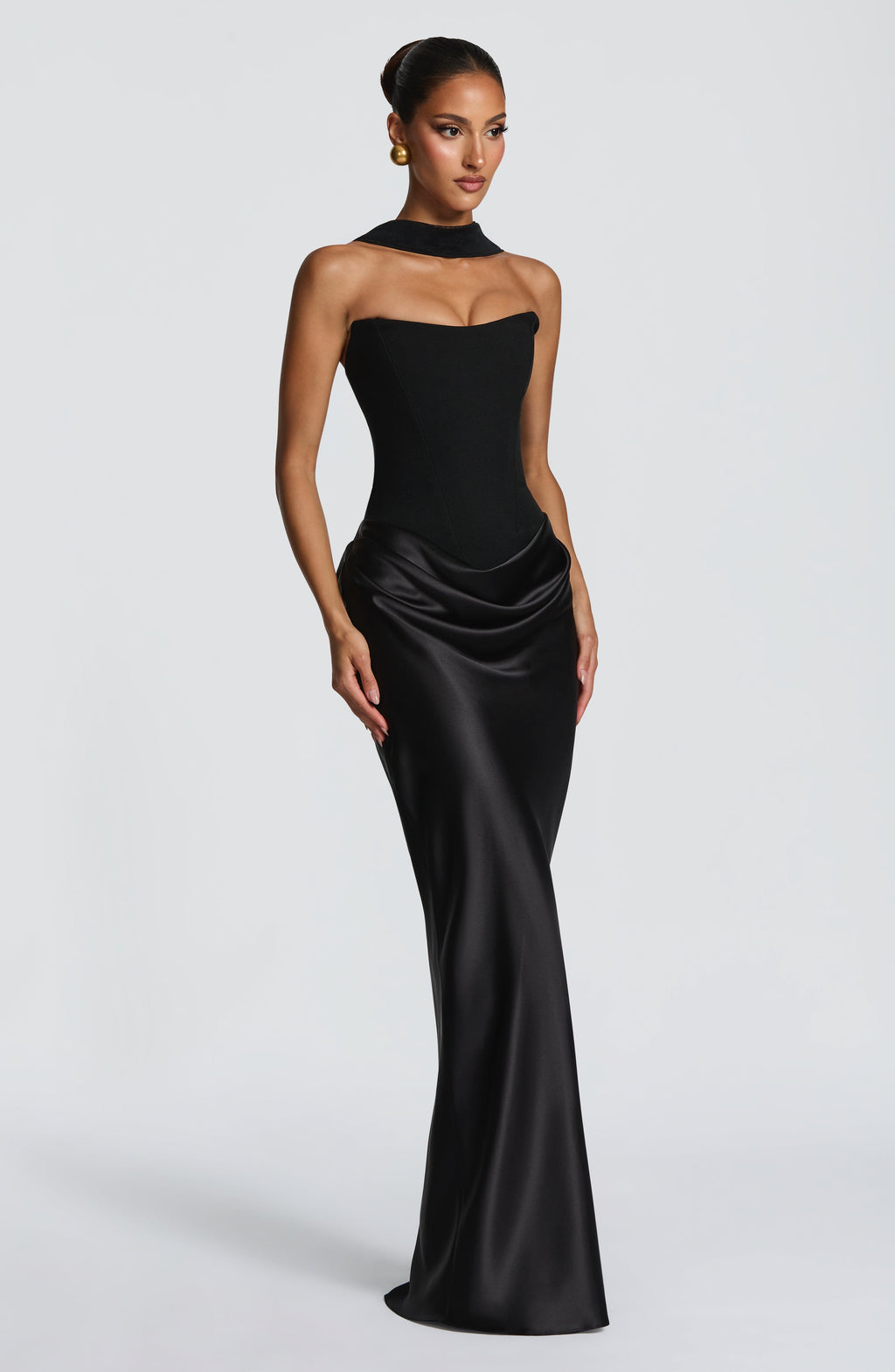 Cheri Cheri Lady Satin Draped Maxi Dress