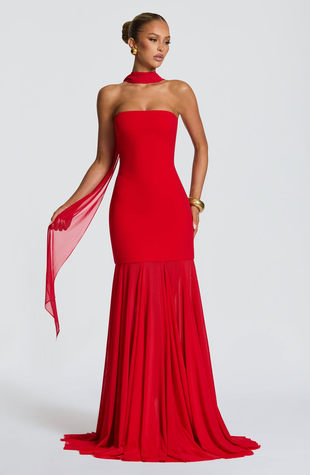 Dear Karma Red Mesh Maxi Dress