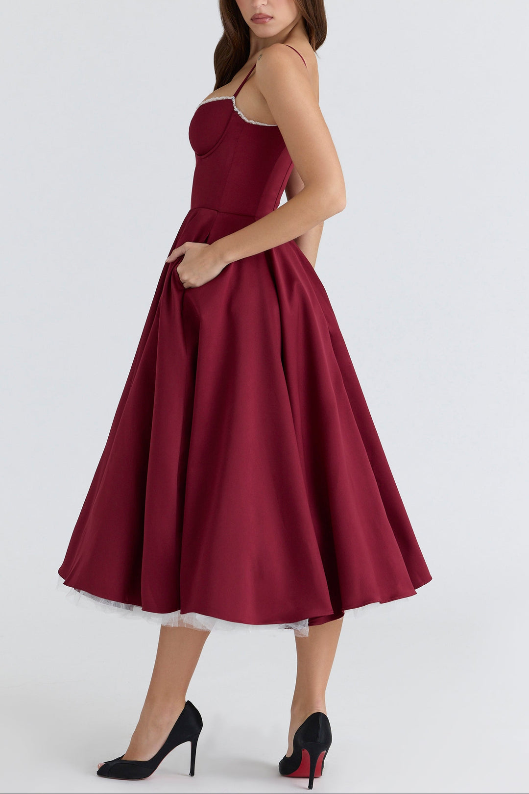 Molly Midi Dress in maroon