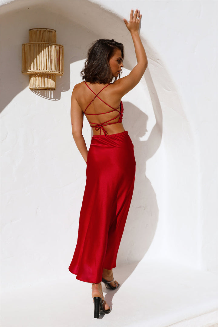 Amelie Bandeau Crop Top Red