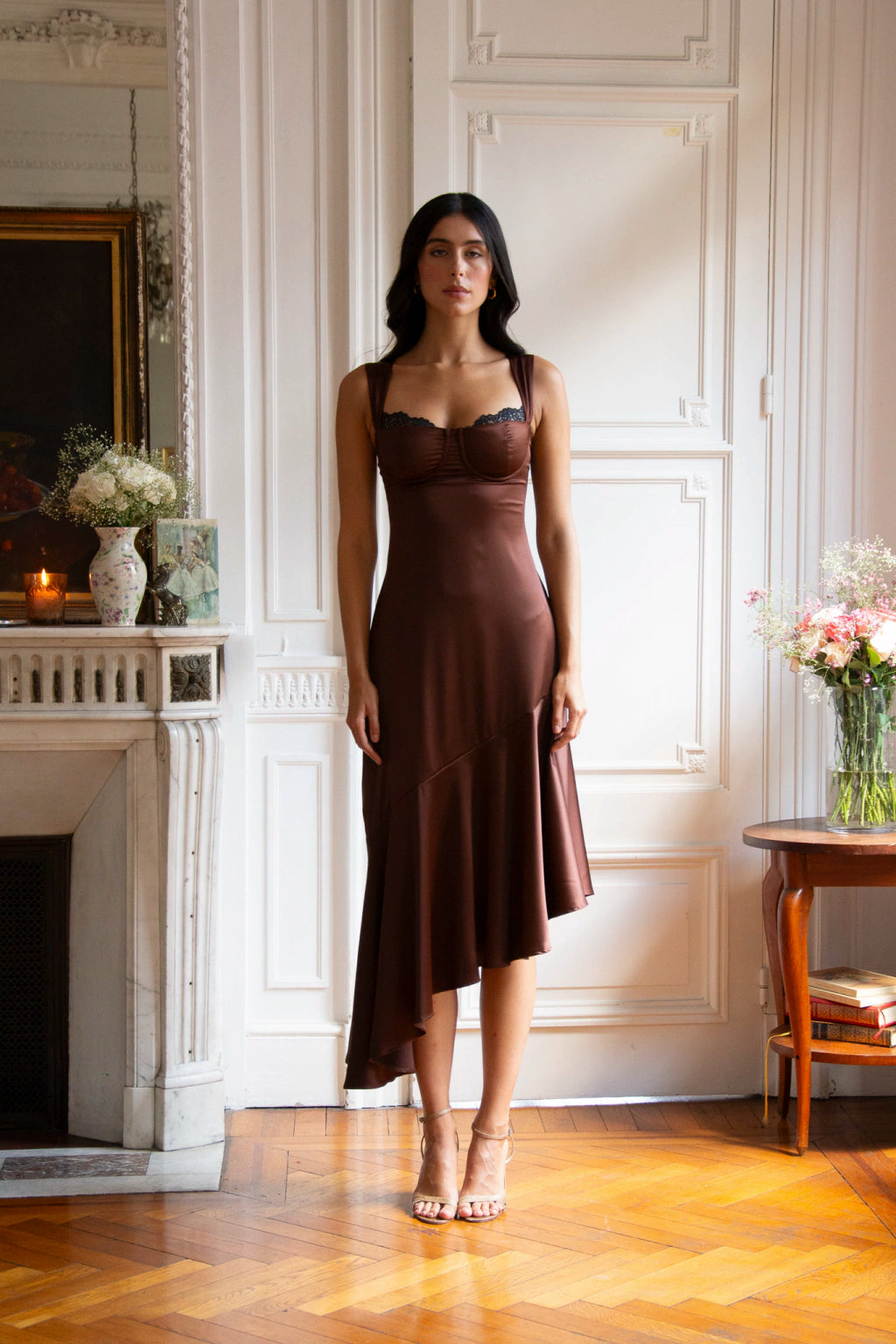 Vesper Midi Dress in Brown