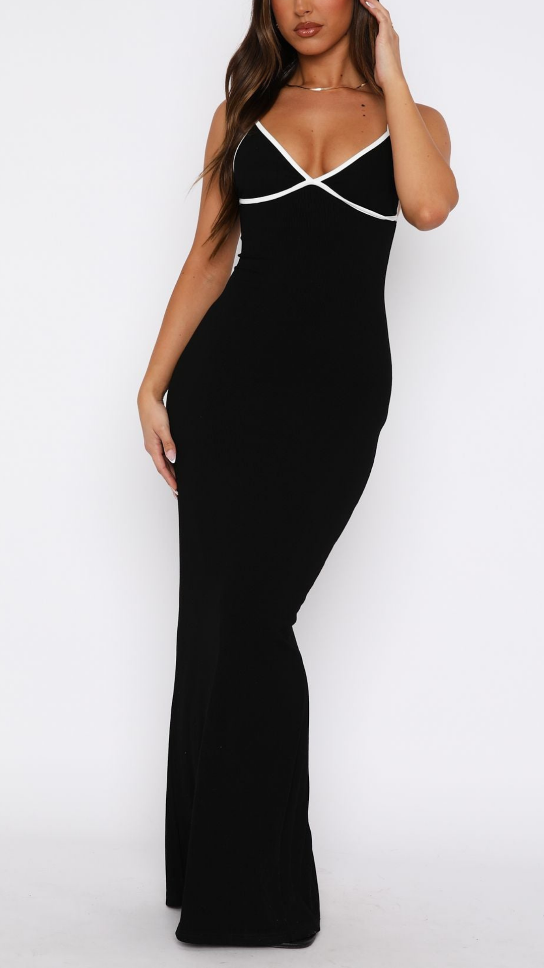 Kira Contrast Maxi Dress in Black