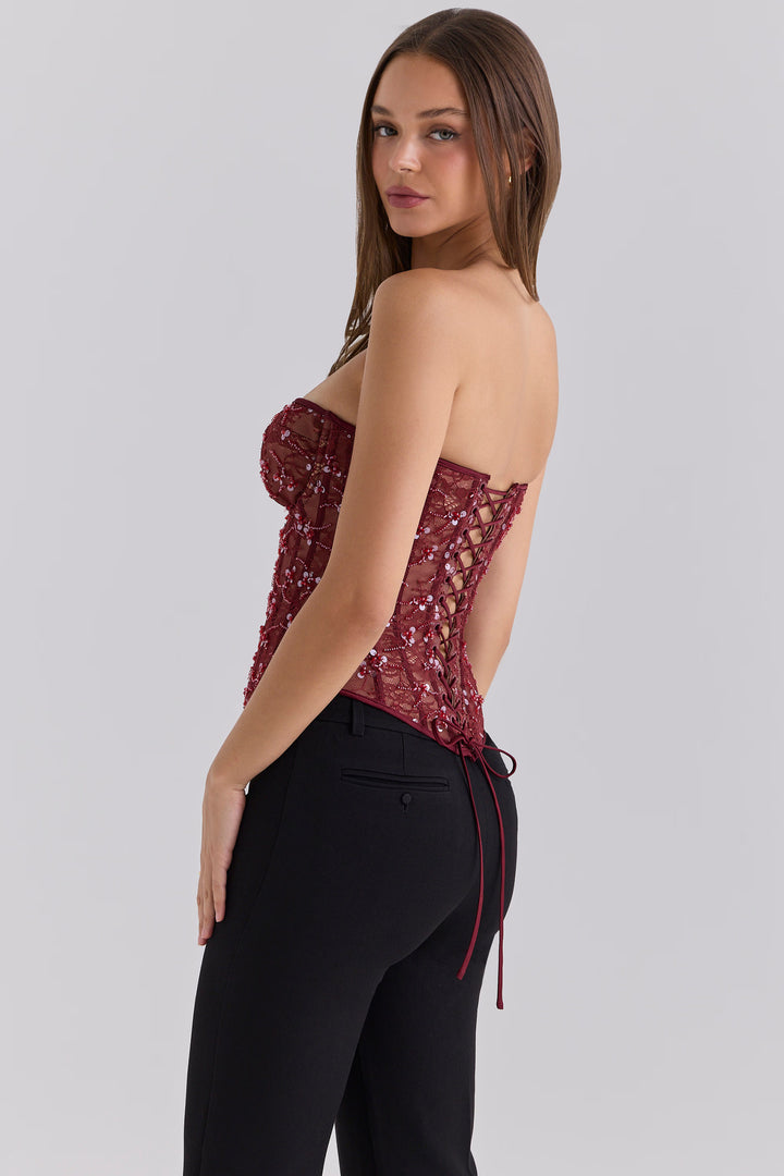 Rosalith Embellished Lace Corset Top