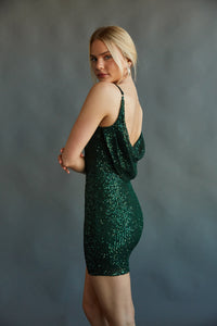 Gisele Sequin Mini Dress in Green