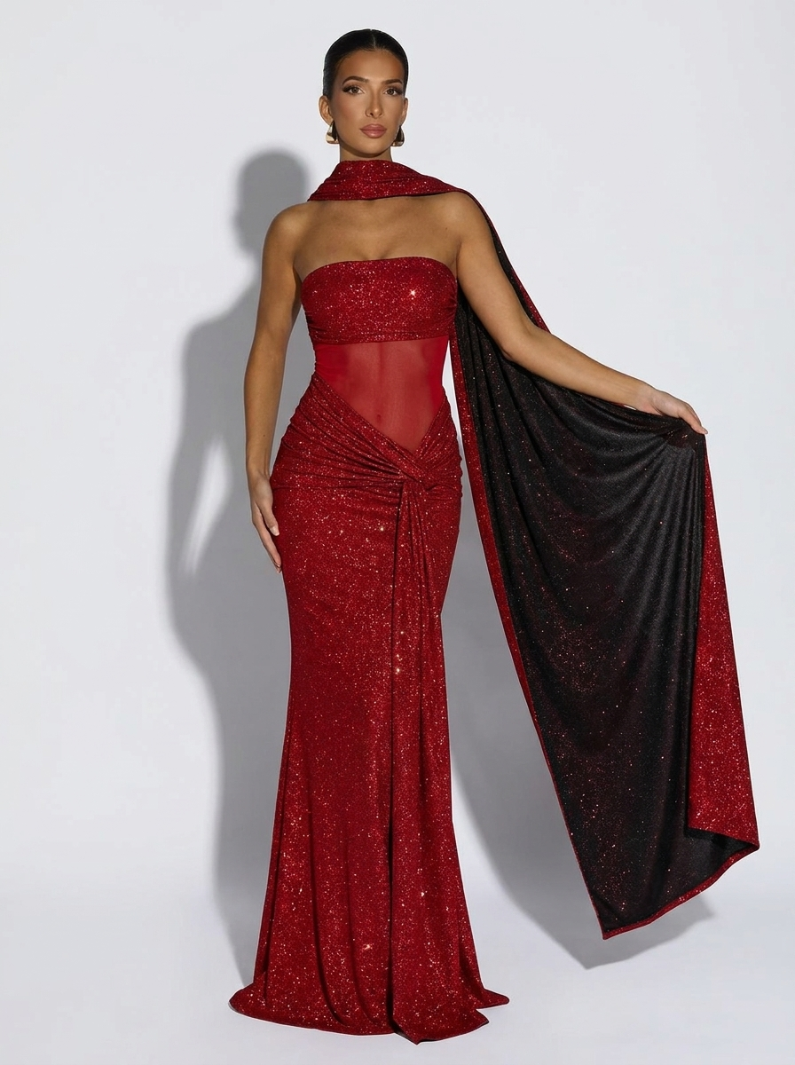 Carmelia Ruched Strapless Maxi Dress