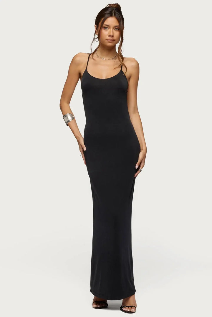 CHISELLE Scoop Neck Maxi Dress in Black