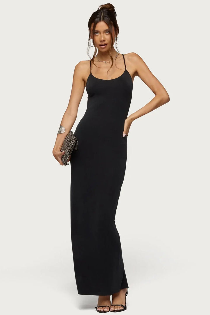 CHISELLE Scoop Neck Maxi Dress in Black