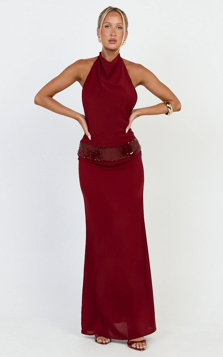 Jocelyn Maxi Dress in maroon