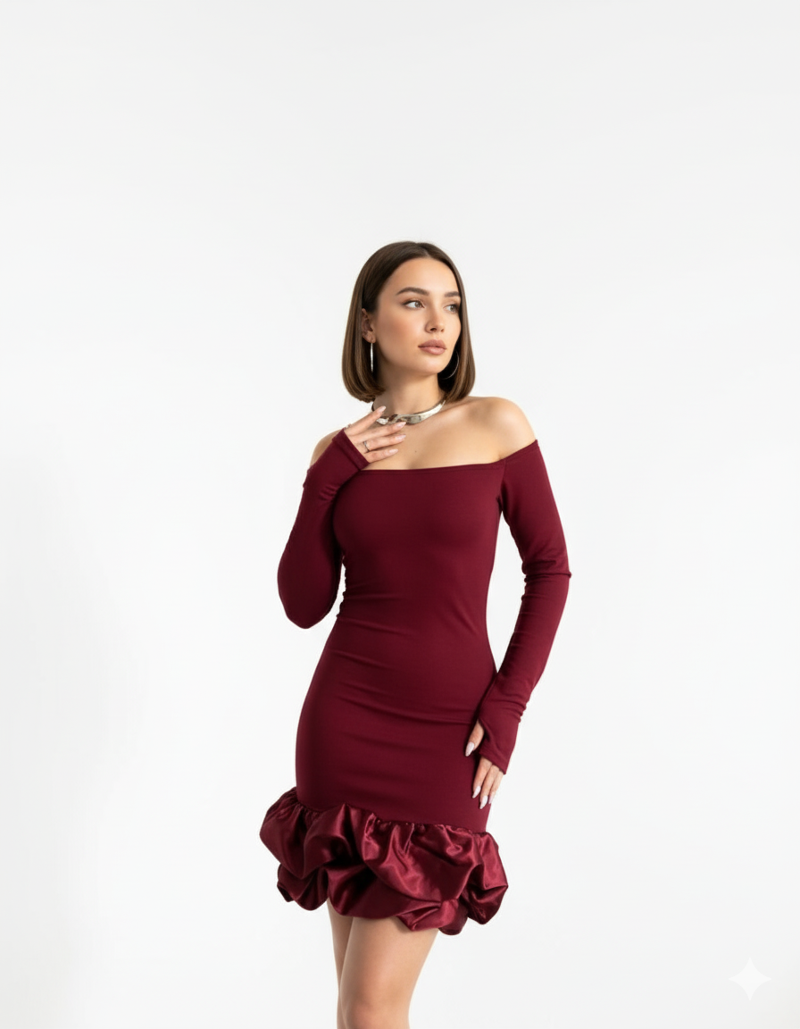 Seven Roses Bubble Hem Mini Dress