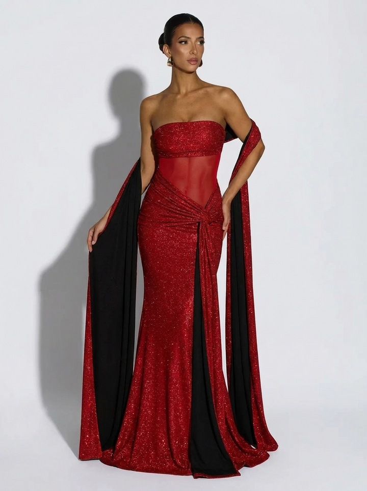 Carmelia Ruched Strapless Maxi Dress