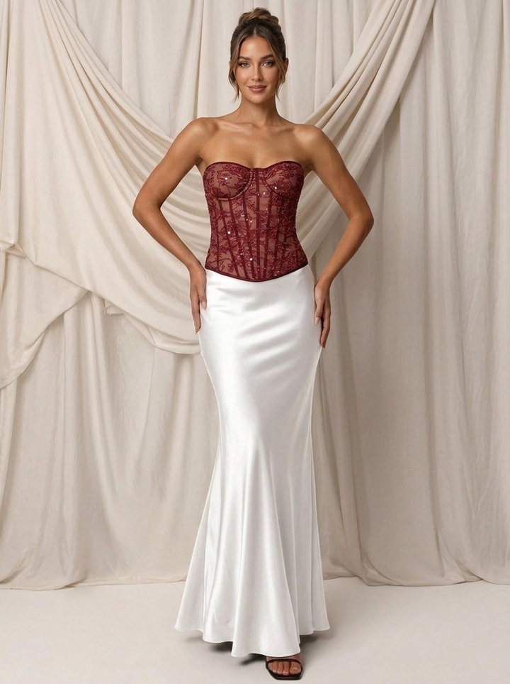 Rosalith Embellished Lace Corset Top